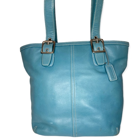 Coach Blue Leather Stitch Tote - Picture 2 of 14